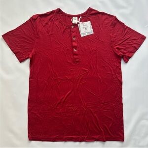 Men’s Bamboo Henley Shirt Small – Soft Stretch Short Sleeve Tee NWT